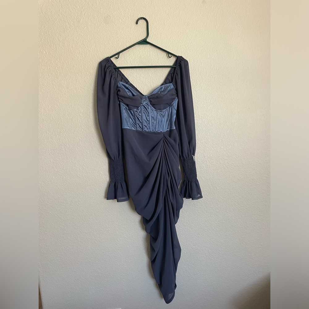Navy Blue Chiffon Dress